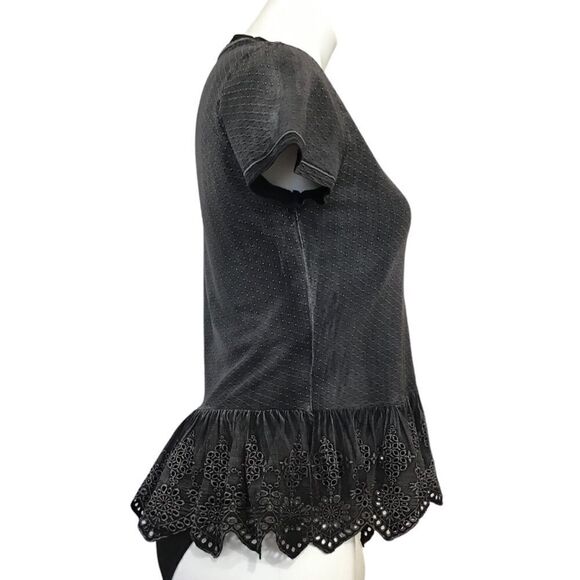 Alice & Olivia Jeans Wash Black Short Sleeve Crew Neck T-Shirt New Size Small - Picture 5 of 10